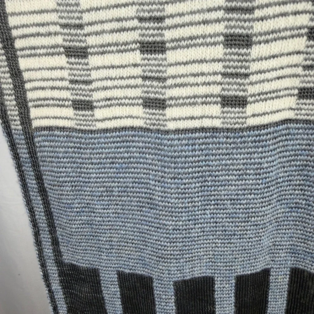 Fiori Di Firenze Scarf Blue Black Vintage Wool Blend Italy 74